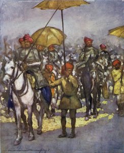The Shan Chiefs Retainers at the Native Review by Mortimer Ludington Menpes